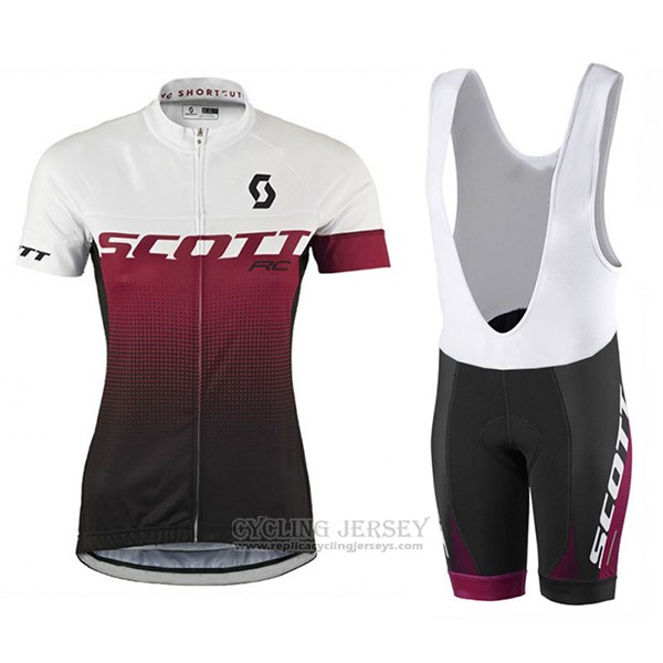 2017 Cycling Jersey Women Scott Fuchsia Short Sleeve and Bib Short