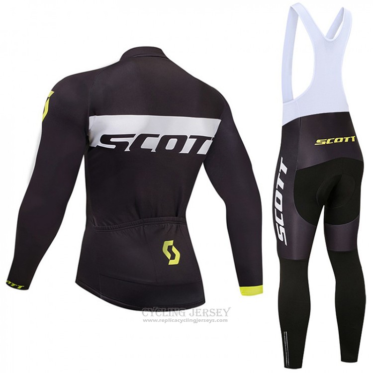 2018 Cycling Jersey Scott Black and White Long Sleeve and Bib Tight