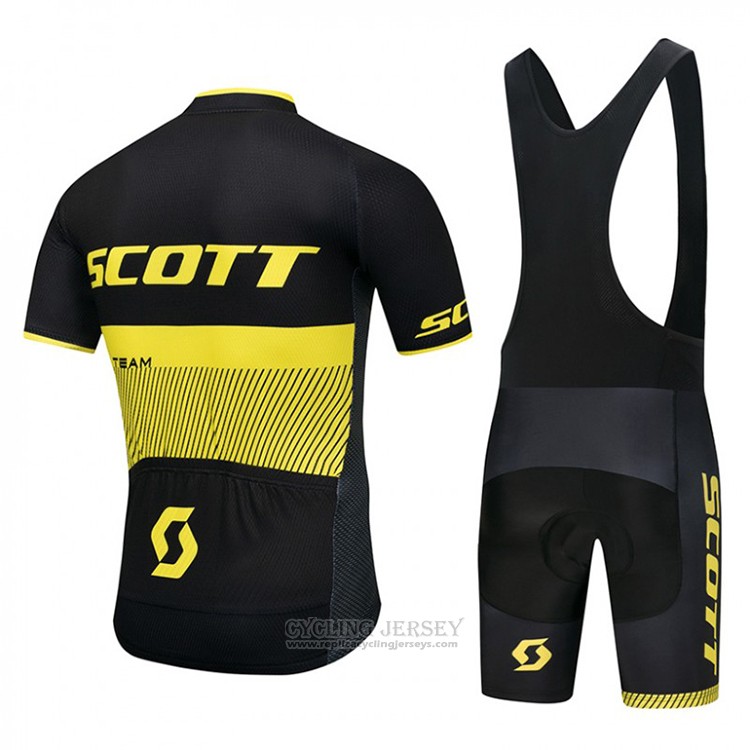 2018 Cycling Jersey Scott Black and Yellow Short Sleeve and Bib Short