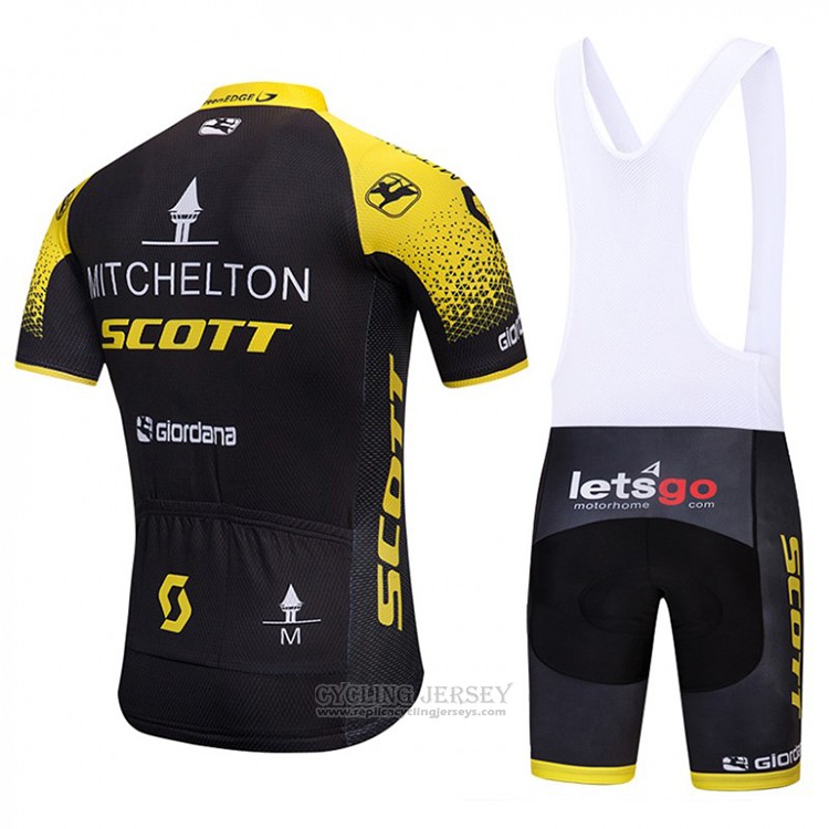 2018 Cycling Jersey Scott Yellow and Black Short Sleeve and Bib Short