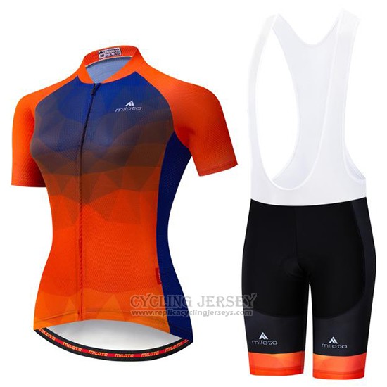 2019 Cycling Jersey Women Miloto Purple Orange Short Sleeve and Bib Short
