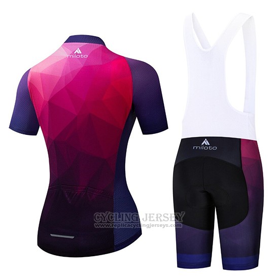 2019 Cycling Jersey Women Miloto Purple Pink Short Sleeve and Bib Short
