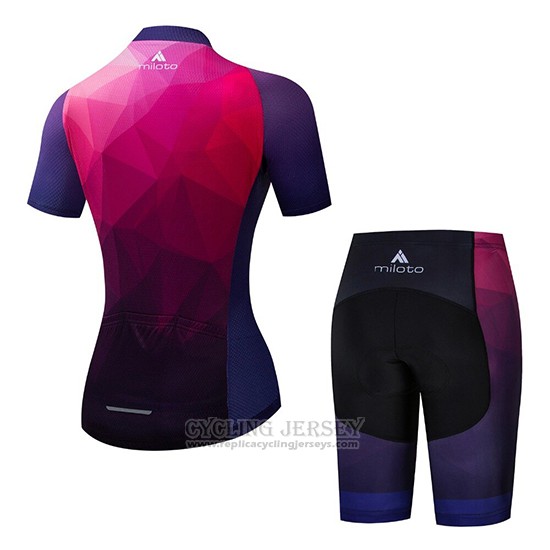 2019 Cycling Jersey Women Miloto Purple Pink Short Sleeve and Bib Short