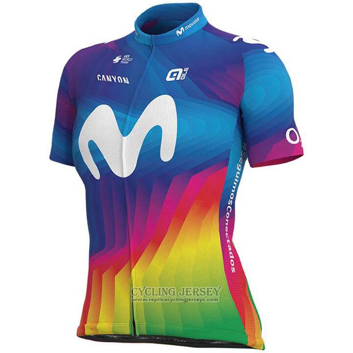 2020 Cycling Jersey Women Movistar Multicolore Short Sleeve And Bib Short
