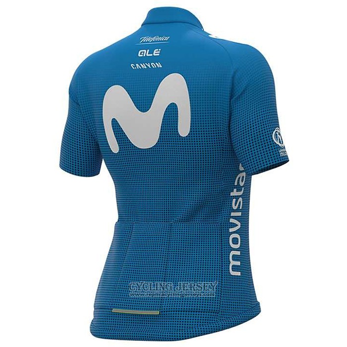 2020 Cycling Jersey Women Movistar White Blue Short Sleeve And Bib Short