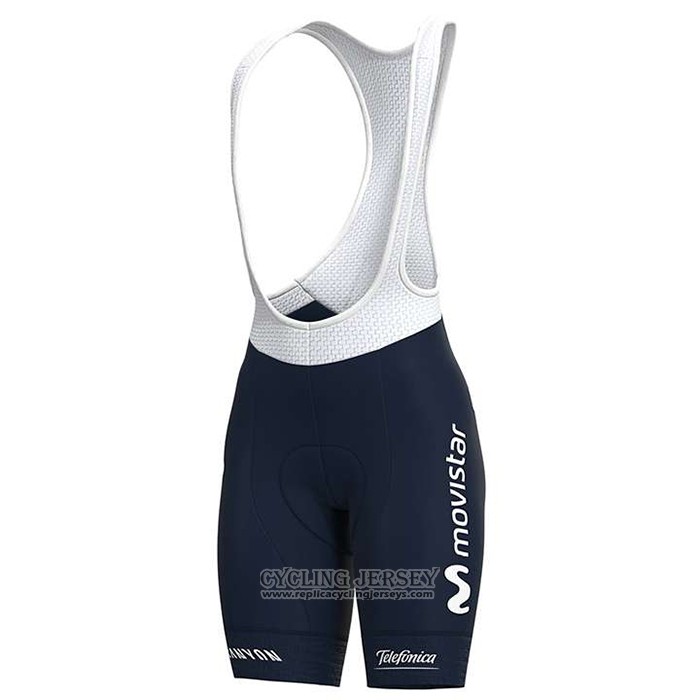 2020 Cycling Jersey Women Movistar White Blue Short Sleeve And Bib Short