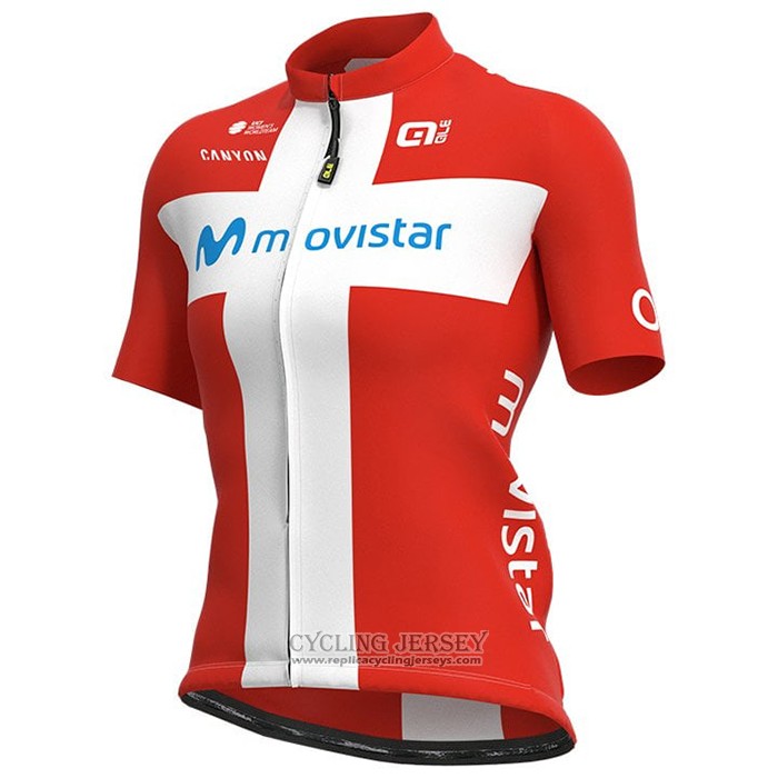 2021 Cycling Jersey Women Movistar Champion Denmark Short Sleeve And Bib Short