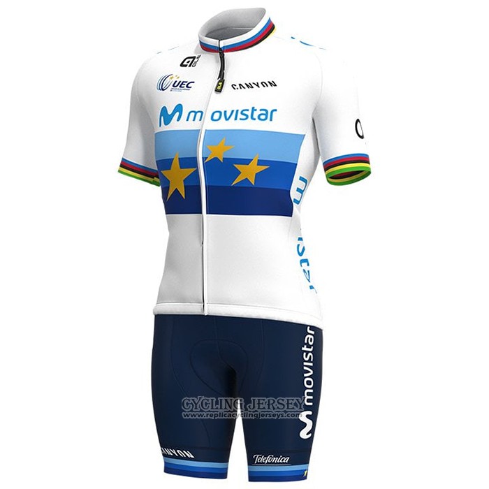 2021 Cycling Jersey Women Movistar Champion Europe Short Sleeve And Bib Short