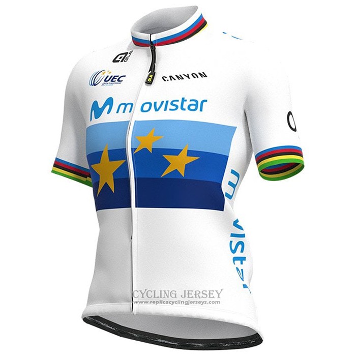 2021 Cycling Jersey Women Movistar Champion Europe Short Sleeve And Bib Short