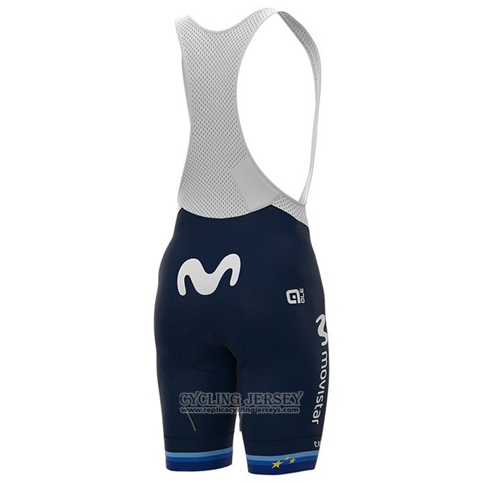 2021 Cycling Jersey Women Movistar Champion Europe Short Sleeve And Bib Short