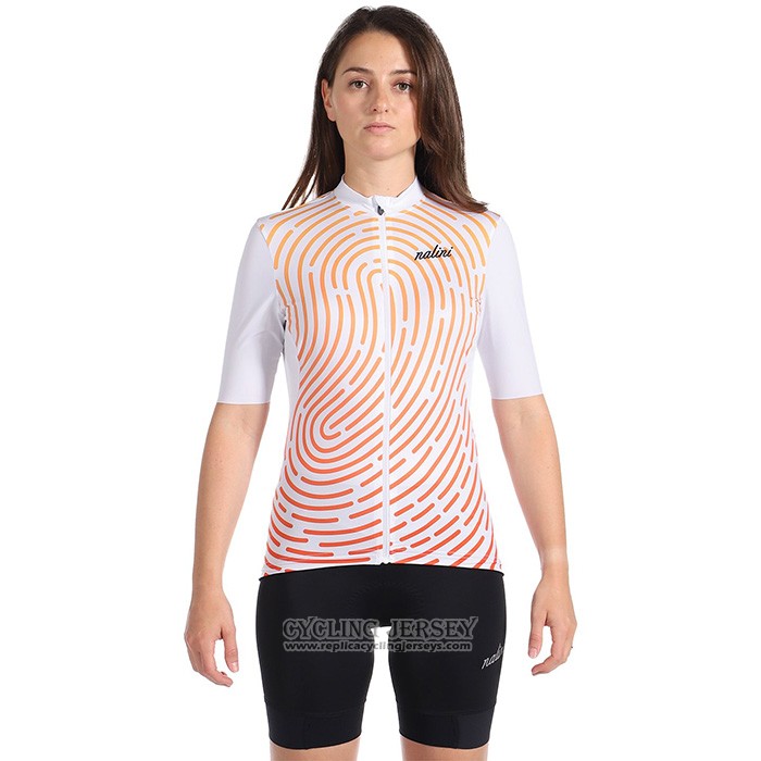 1920 Cycling Jersey Women Nalini White Orange Short Sleeve And Bib Short