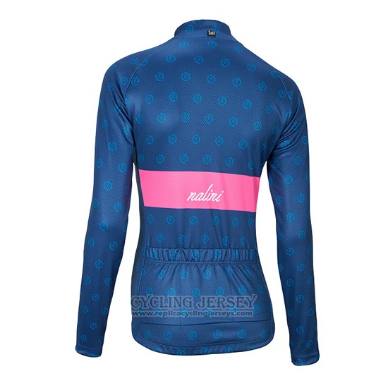 2016 Cycling Jersey Women Nalini Pink and Blue Long Sleeve and Bib Tight