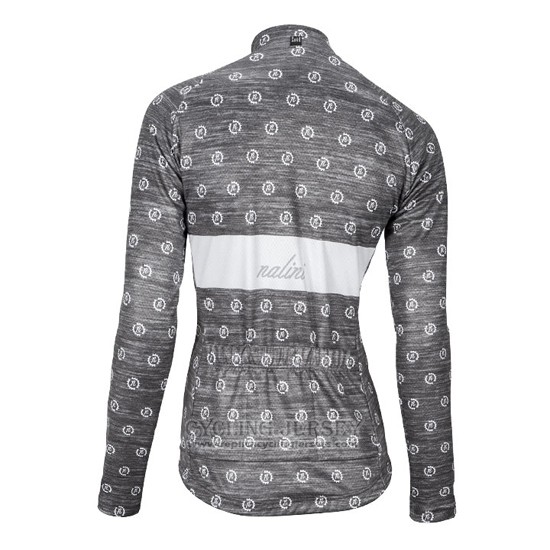 2016 Cycling Jersey Women Nalini White and Gray Long Sleeve and Bib Tight