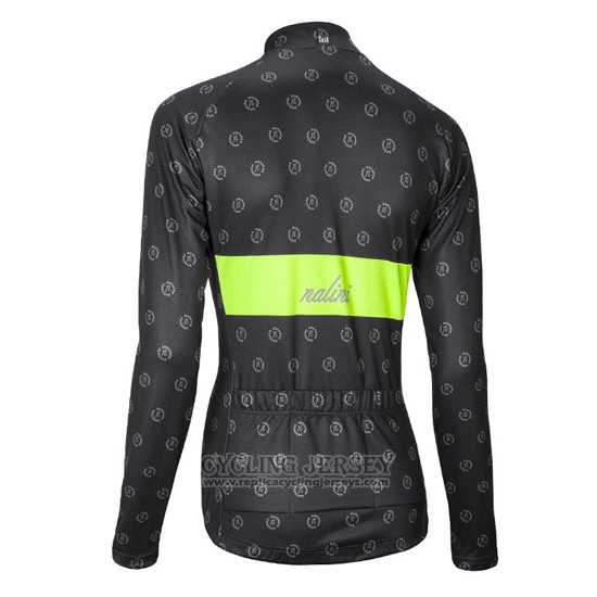 2016 Cycling Jersey Women Nalini Yellow and Black Long Sleeve and Bib Tight