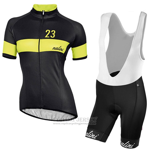 2017 Cycling Jersey Women Nalini Nemina Black Short Sleeve and Bib Short