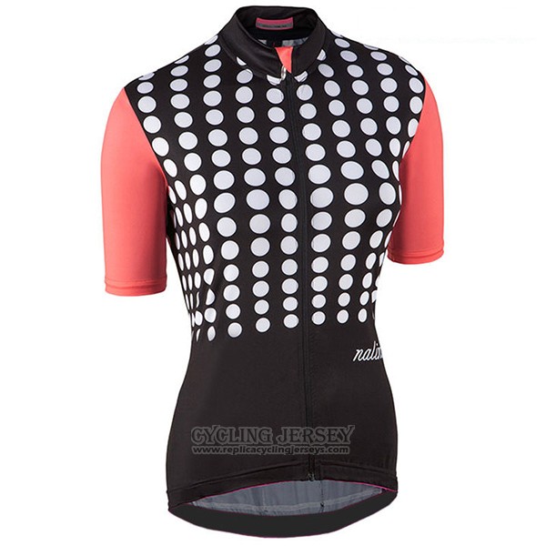 2017 Cycling Jersey Women Nalini Optical Black and Orange Short Sleeve and Bib Short