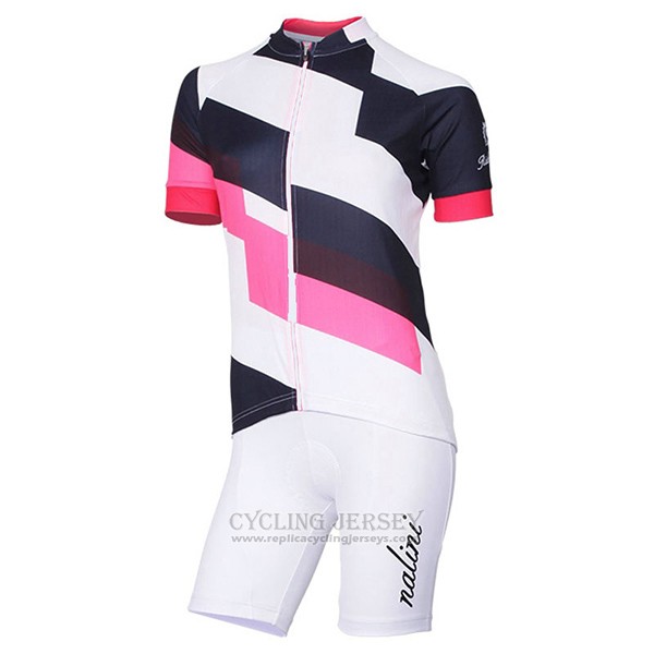 2017 Cycling Jersey Women Nalini Stripe Pink and Black Short Sleeve and Bib Short