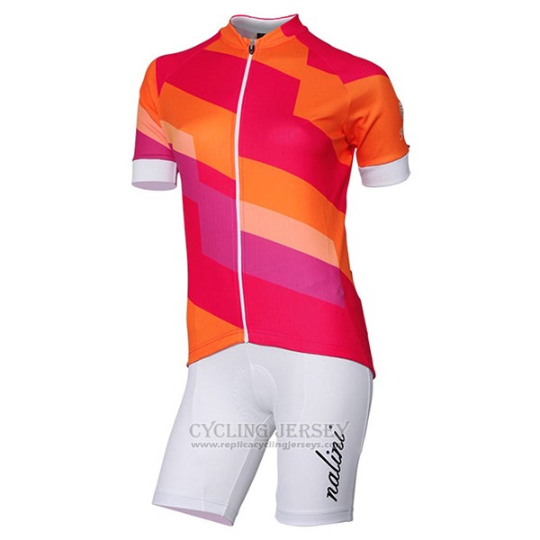 2017 Cycling Jersey Women Nalini Stripe Red and Orange Short Sleeve and Bib Short