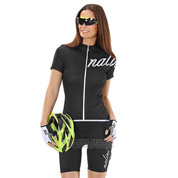 2017 Cycling Jersey Women Nalini Wave Deep Black Short Sleeve and Bib Short