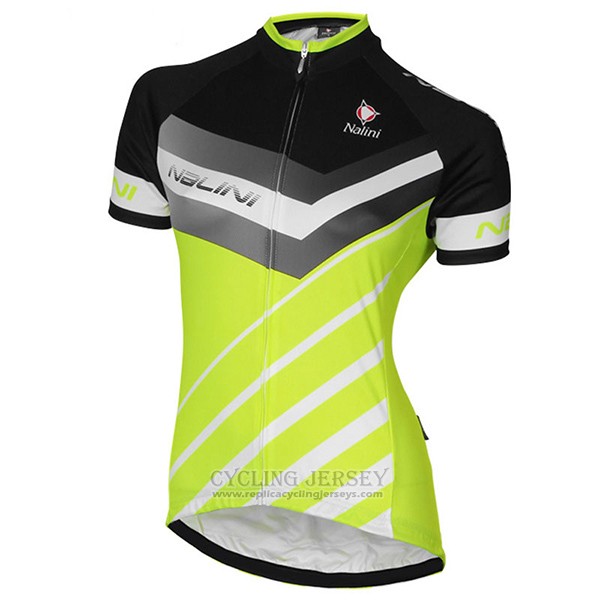 2017 Cycling Jersey Women Nalini Zebrana Green and Black Short Sleeve and Bib Short