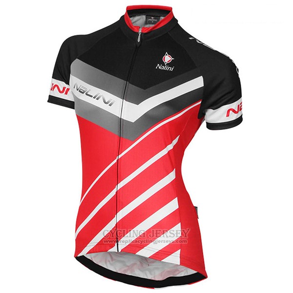 2017 Cycling Jersey Women Nalini Zebrana Red and Black Short Sleeve and Bib Short
