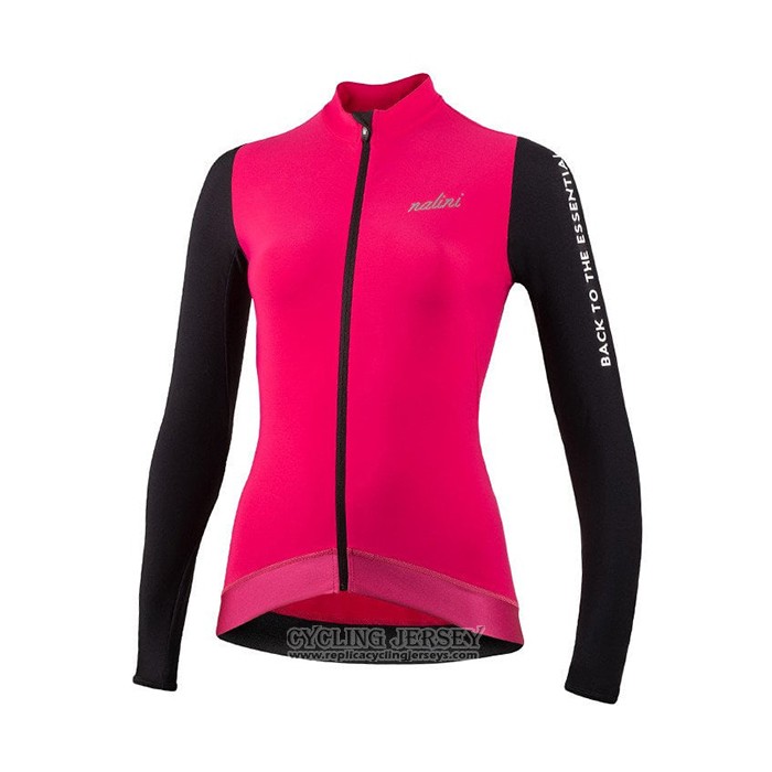2021 Cycling Jersey Women Nalini Deep Pink Long Sleeve And Bib Tight QXF21-0030