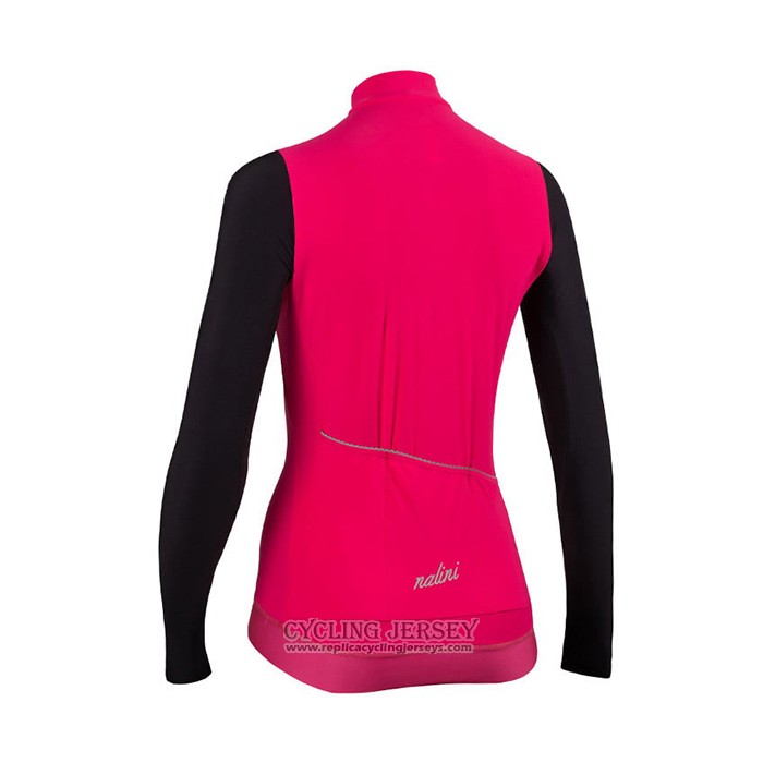 2021 Cycling Jersey Women Nalini Deep Pink Long Sleeve And Bib Tight QXF21-0030