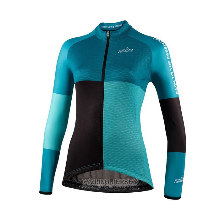 2021 Cycling Jersey Women Nalini Light Green Light Blue Long Sleeve And Bib Tight QXF21-0032