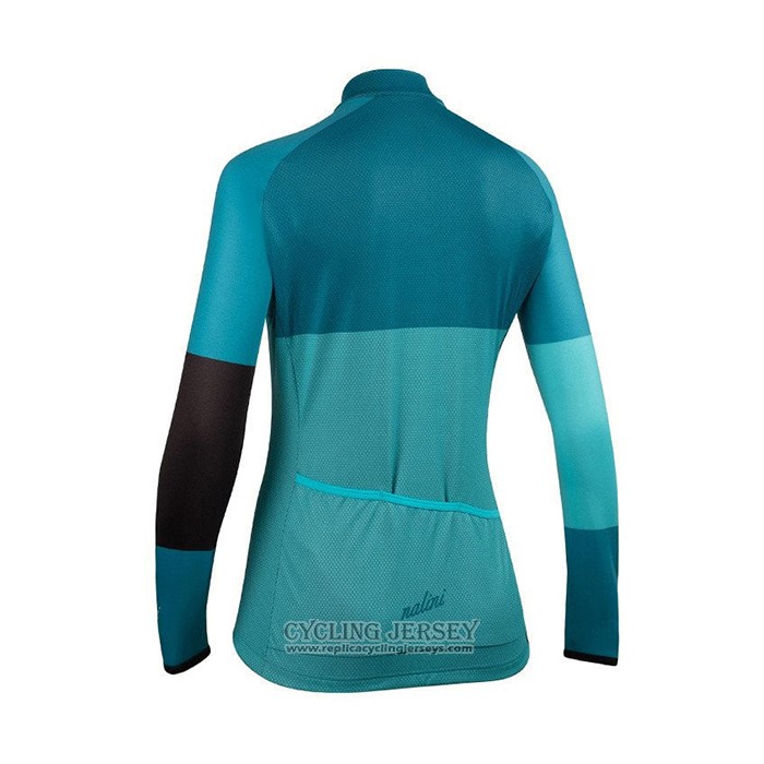 2021 Cycling Jersey Women Nalini Light Green Light Blue Long Sleeve And Bib Tight QXF21-0032