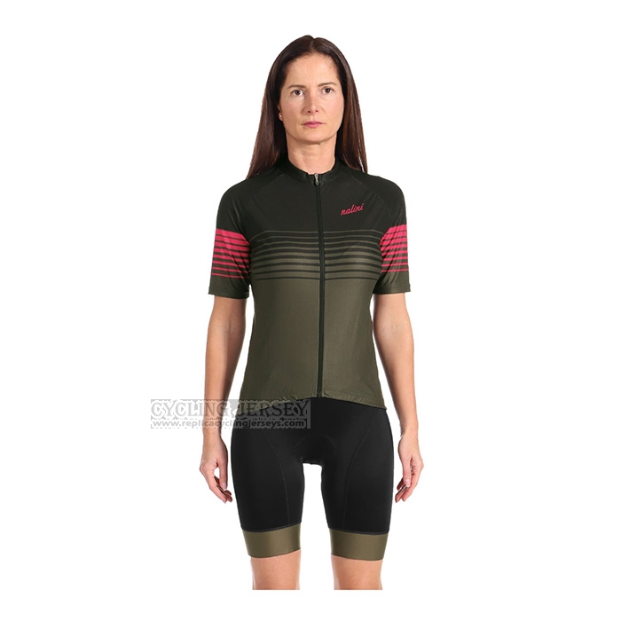 2022 Cycling Jersey Women Nalini Green Black Short Sleeve and Bib Short