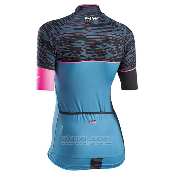 2017 Cycling Jersey Women Northwave Black and Blue Short Sleeve and Bib Short