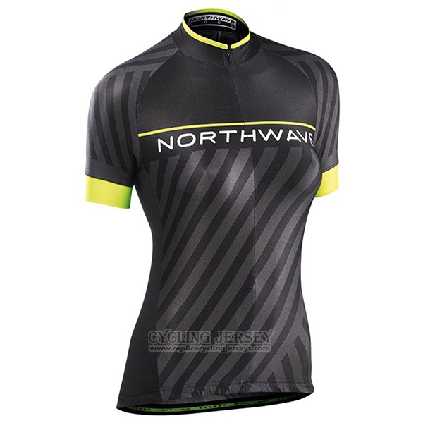 2017 Cycling Jersey Women Northwave Black and Yellow Short Sleeve and Bib Short
