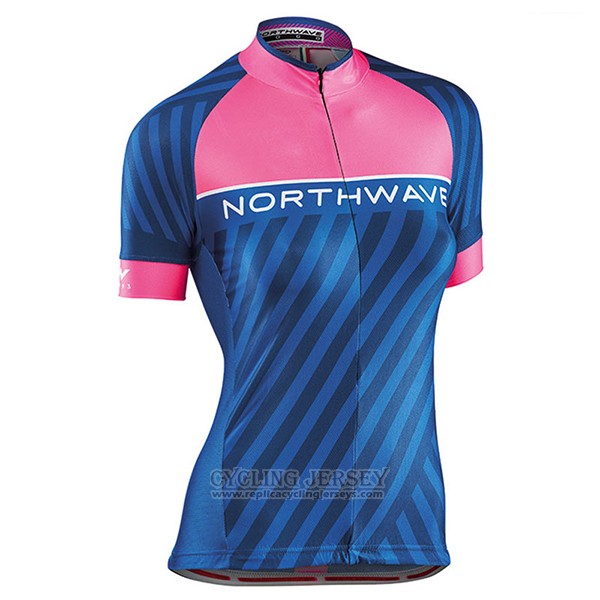 2017 Cycling Jersey Women Northwave Blue and Pink Short Sleeve and Bib Short