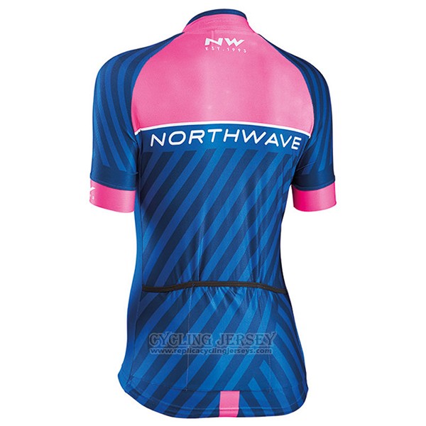 2017 Cycling Jersey Women Northwave Blue and Pink Short Sleeve and Bib Short
