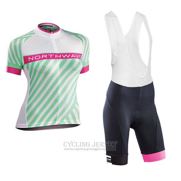 2017 Cycling Jersey Women Northwave Green and Pink Short Sleeve and Bib Short