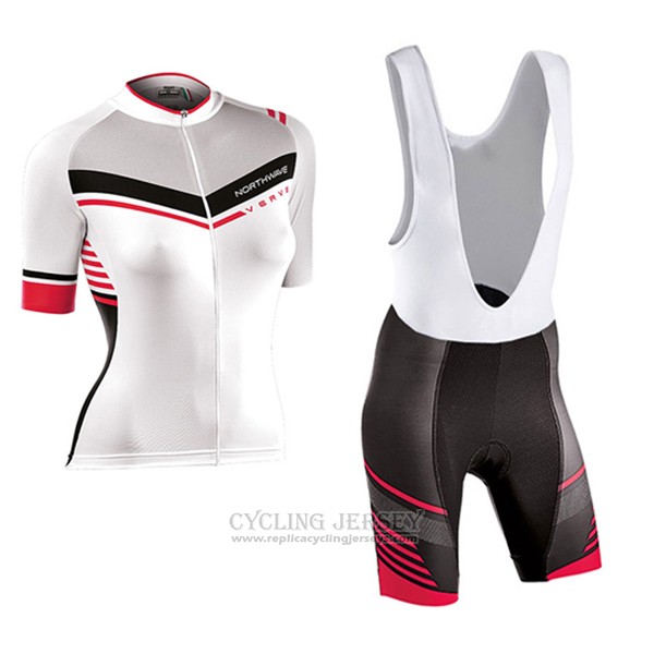 2017 Cycling Jersey Women Northwave White Short Sleeve and Bib Short