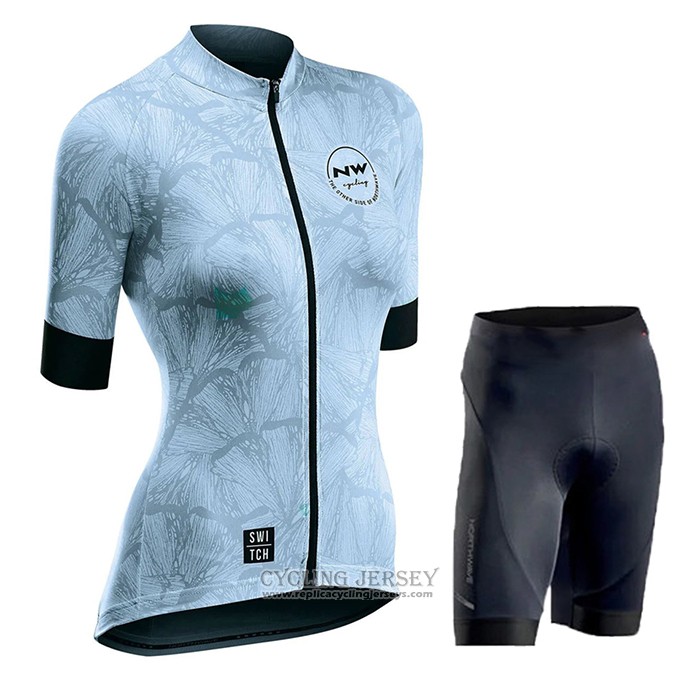 2020 Cycling Jersey Women Northwave Blue Black Short Sleeve And Bib Short