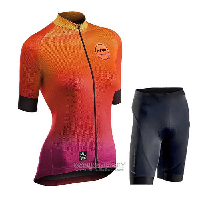 2020 Cycling Jersey Women Northwave Orange Short Sleeve And Bib Short