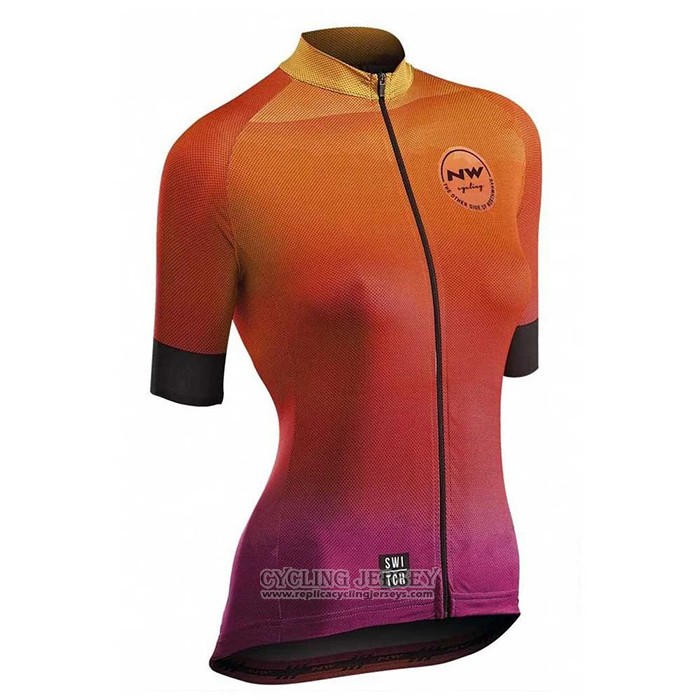 2020 Cycling Jersey Women Northwave Orange Short Sleeve And Bib Short