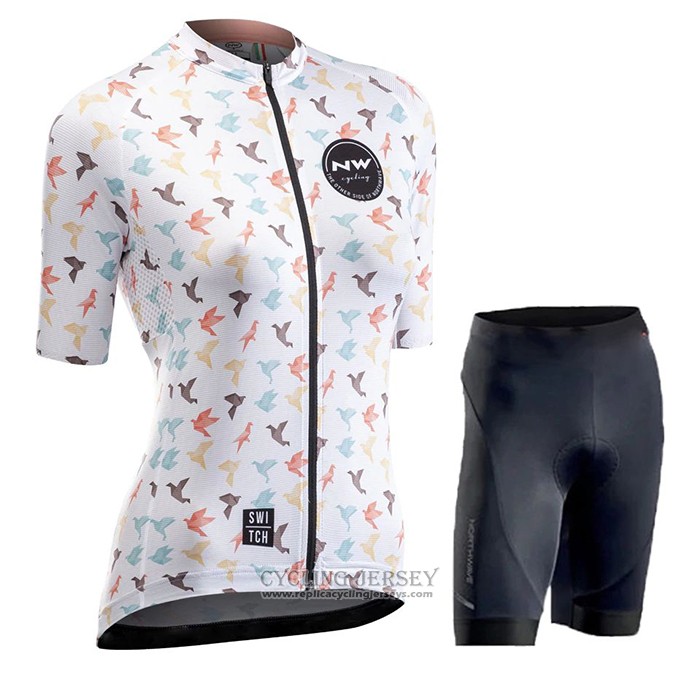 2020 Cycling Jersey Women Northwave White Short Sleeve And Bib Short