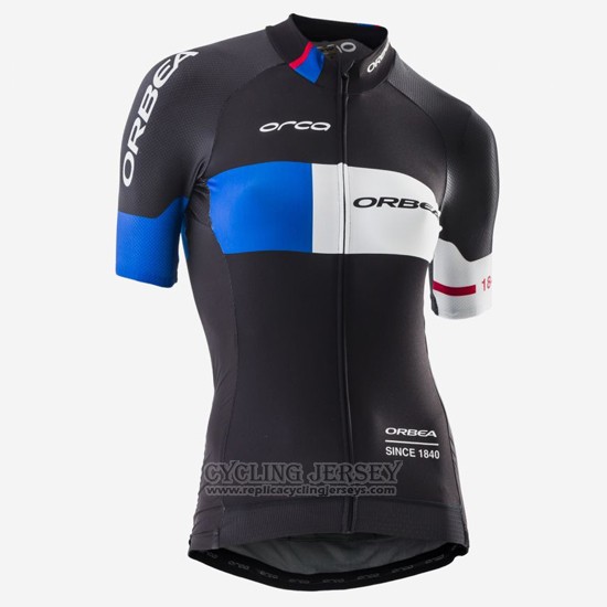 2016 Cycling Jersey Women Orbea Blue and Black Short Sleeve and Bib Short