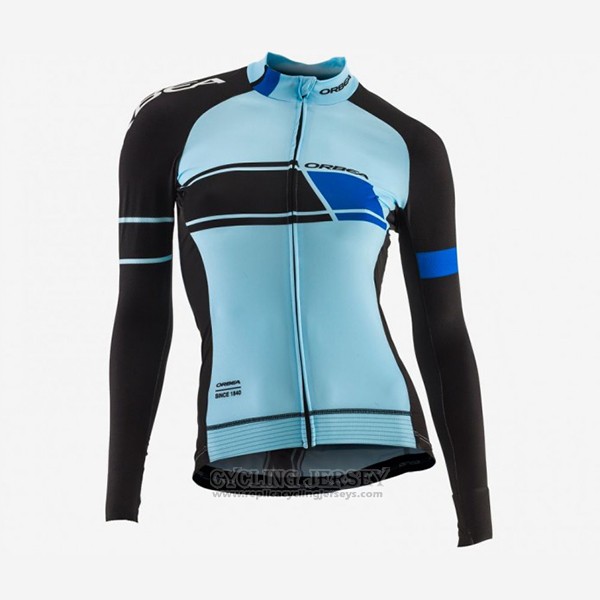 2017 Cycling Jersey Women Orbea Black and Blue Long Sleeve and Bib Tight
