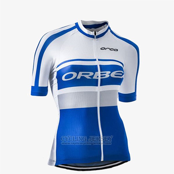 2017 Cycling Jersey Women Orbea Blue and White Short Sleeve and Bib Short