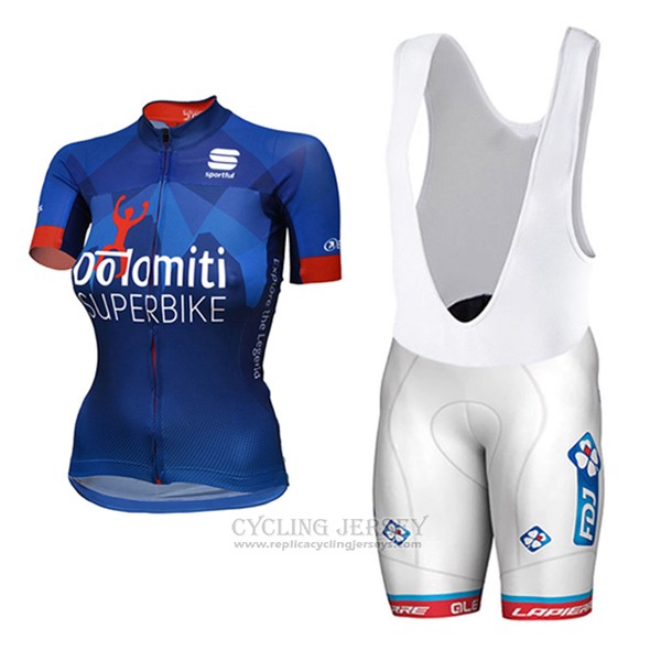 2017 Cycling Jersey Women Dotomini Superbike Blue Short Sleeve and Bib Short