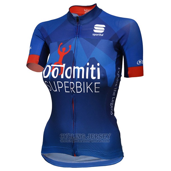 2017 Cycling Jersey Women Dotomini Superbike Blue Short Sleeve and Bib Short