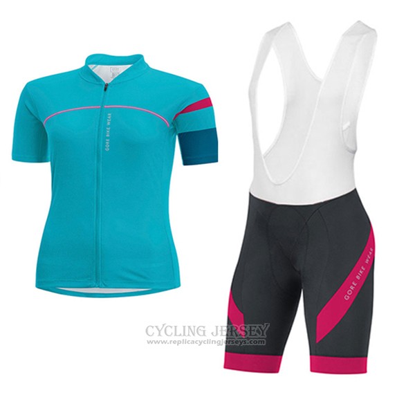 2017 Cycling Jersey Women Gore Bike Wear Light Blue Short Sleeve and Bib Short
