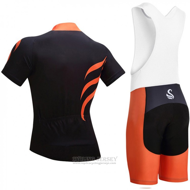2018 Cycling Jersey Snovaky Black and Orange Short Sleeve and Bib Short