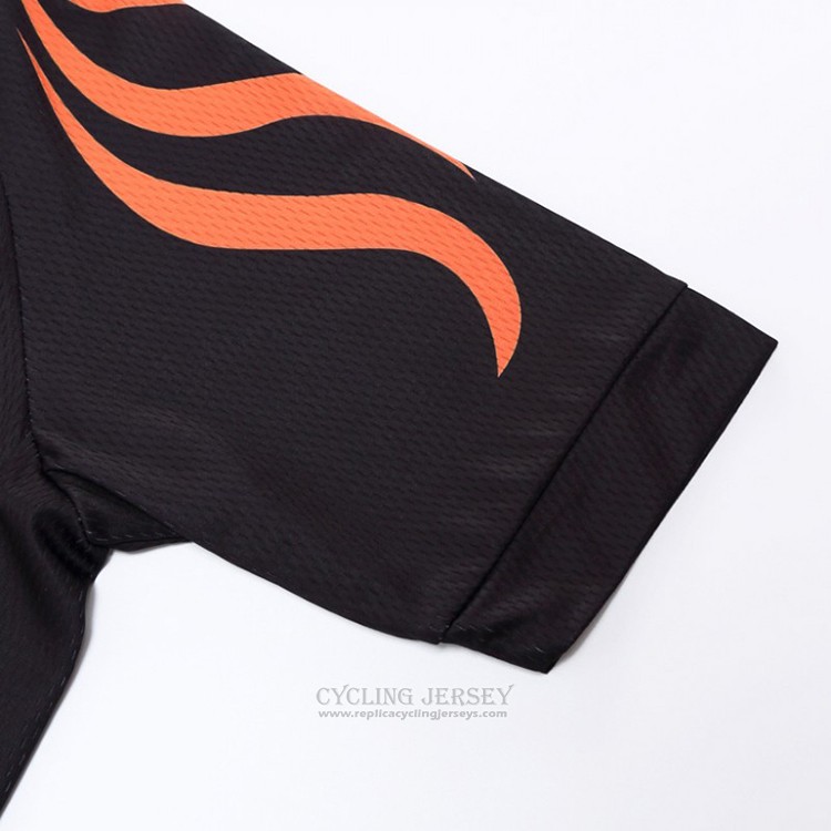 2018 Cycling Jersey Snovaky Black and Orange Short Sleeve and Bib Short