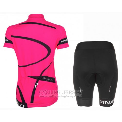 2016 Cycling Jersey Women Pinarello Black and Fuchsia Short Sleeve and Bib Short
