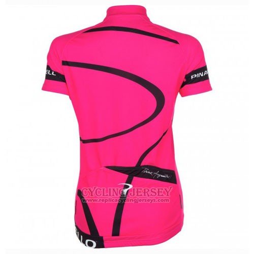 2016 Cycling Jersey Women Pinarello Black and Fuchsia Short Sleeve and Bib Short